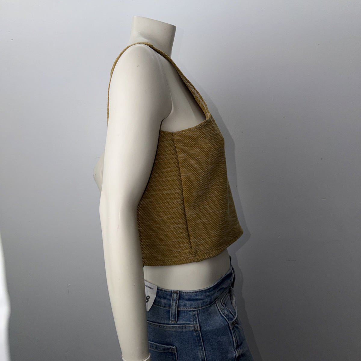 Burnt Orange Woman’s  Asymmetrical  Cold Shoulder Crop Top In Sz Medium Festival