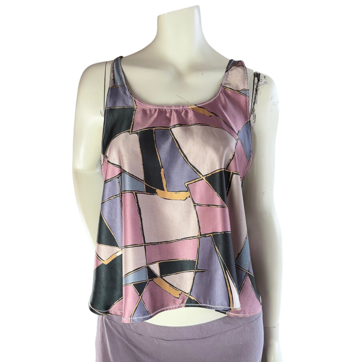 Simple Clothing Geometric Tank Top Open Side Abstract Art To Wear Crop OS