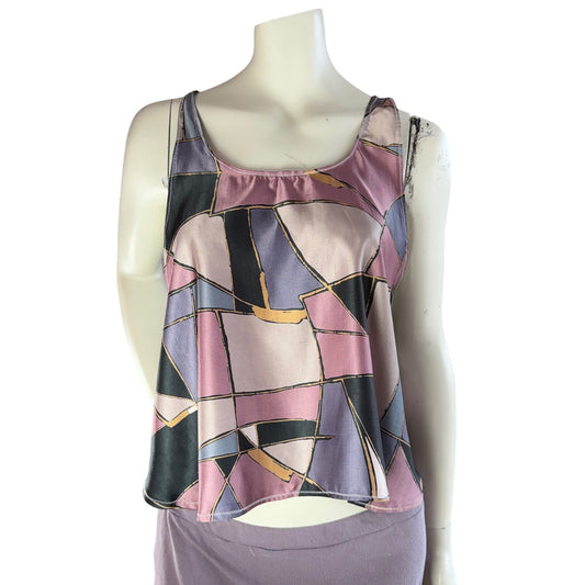 Simple Clothing Geometric Tank Top Open Side Abstract Art To Wear Crop OS