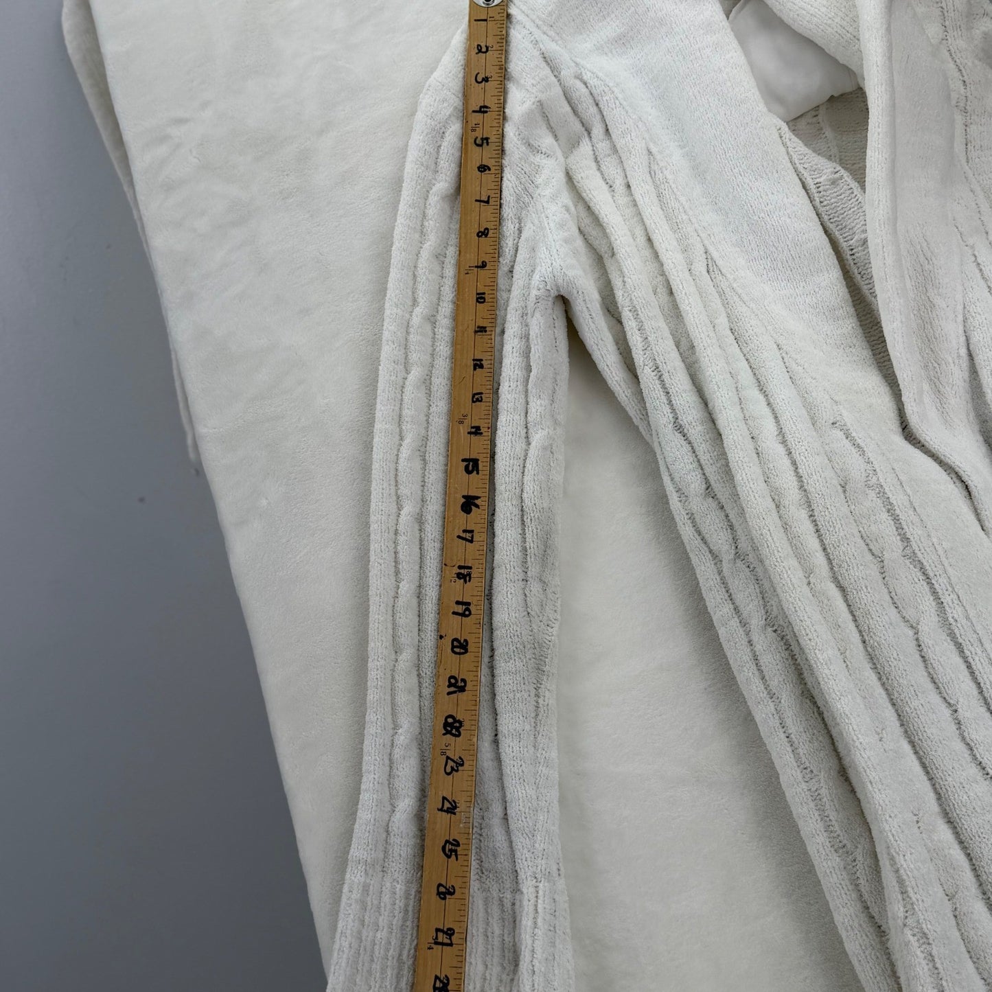 Vintage Cable Knit Robe Cream Loungewear Shawl Collar 80's  Womens Medium