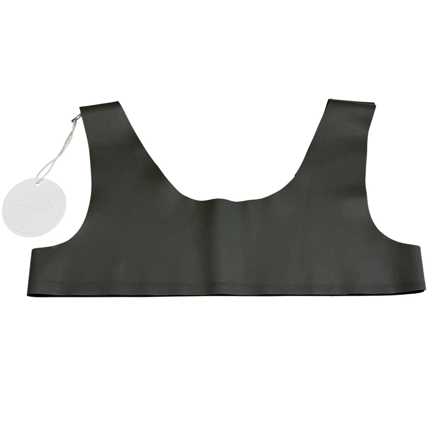 Simple Clothing Micro Crop Top Olive Green Faux Leather Cyberpunk Rave Size S