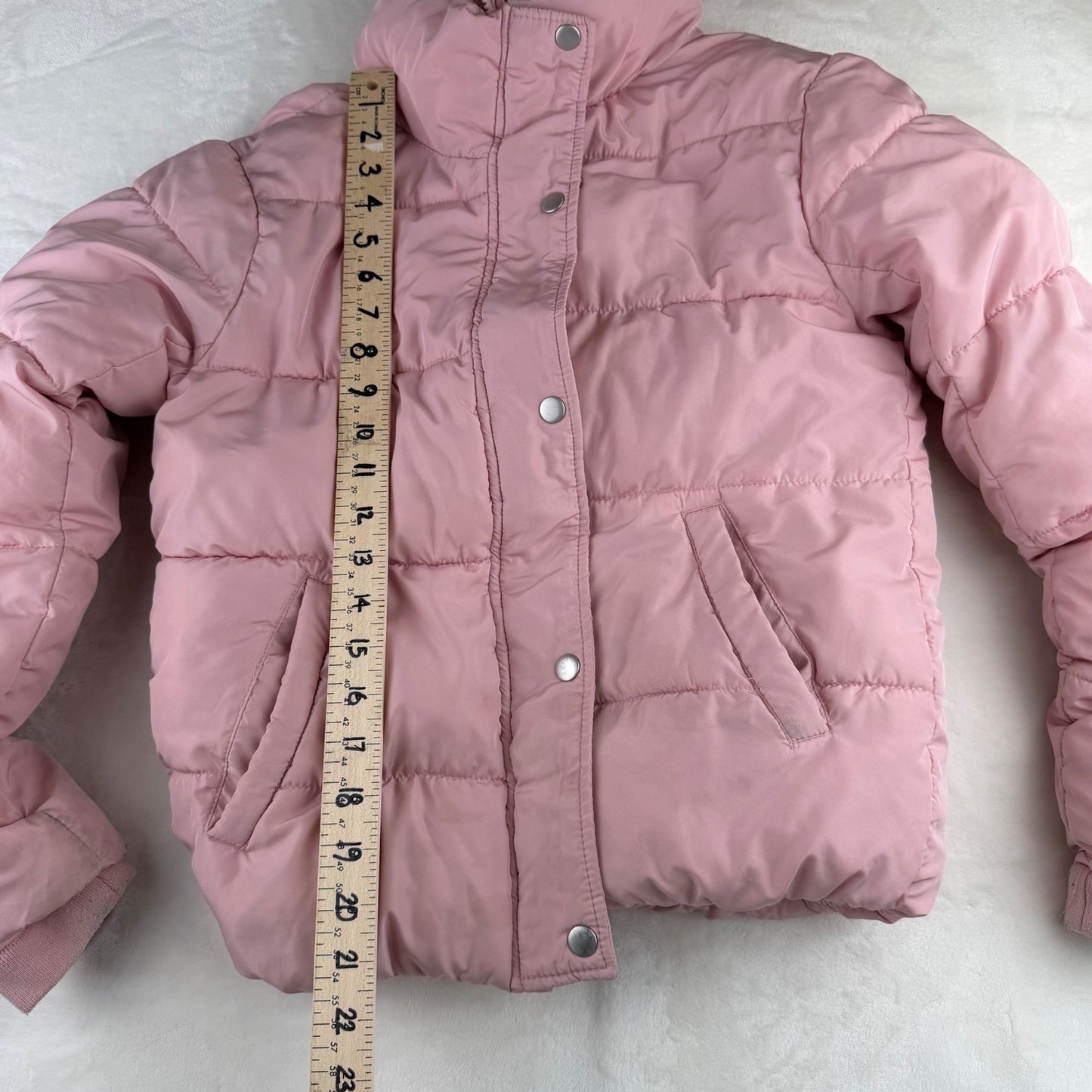 Pink Puffer Jacket Funnel Neck Snap Button Quilted Coat Small Barbiecore Y2K