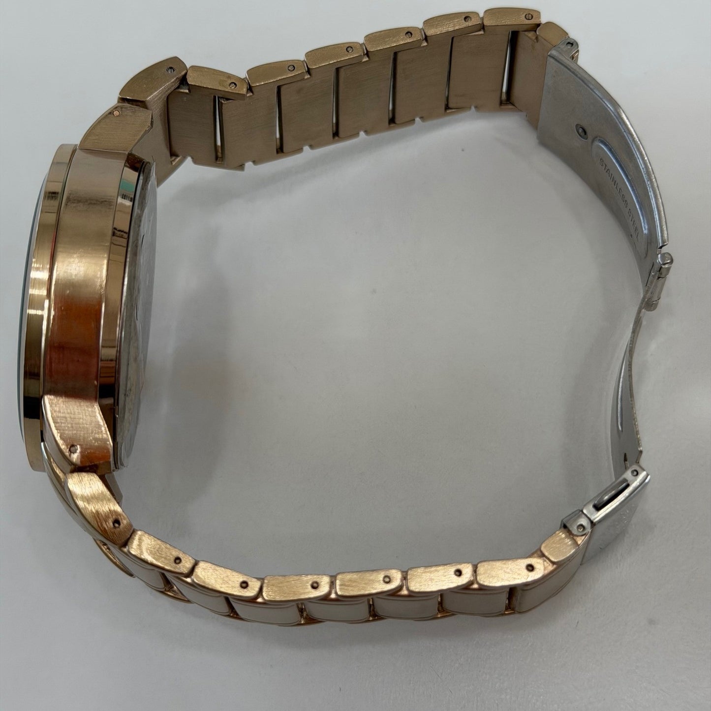 EDJ Gold Tone Chronograph Watch Oversized Statement Quartz Stainless Steel