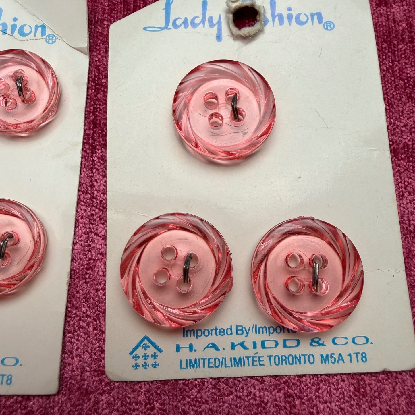 Lady Fashion Vintage Buttons Lot Pink Blue Swirl Pastel Retro Notions NIP 22pc