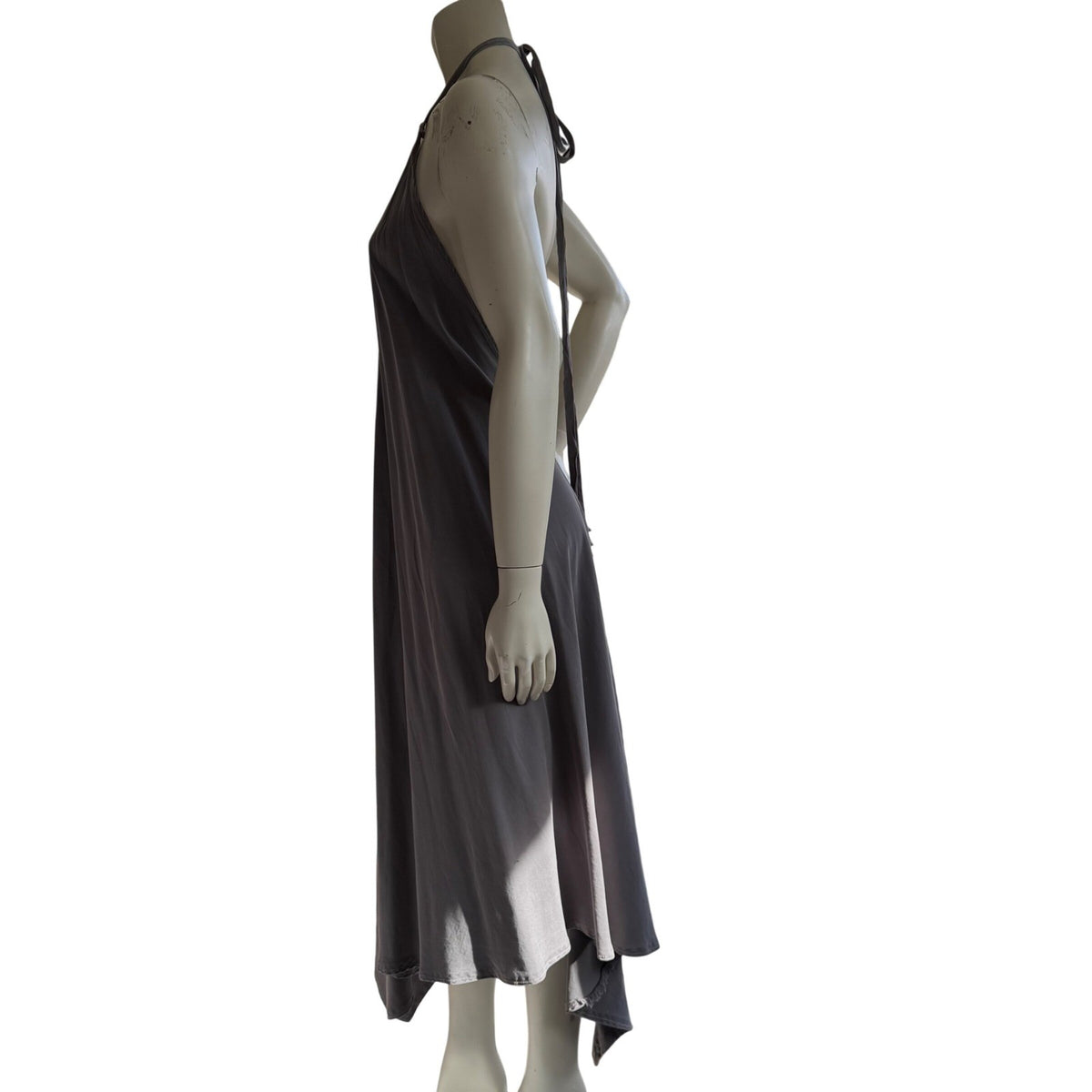 Simpłe Grey Halter Maxi Dress Fairycore Lagenlook Handmade BC OS