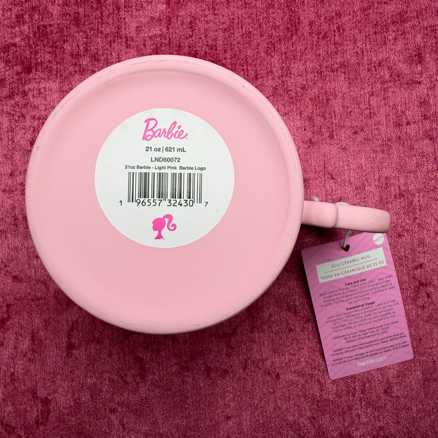 Barbie Ceramic Mug Light Pink B Handle Logo Barbiecore Collectible 21oz NEW