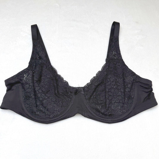 Jones New York Black Bra Floral Lace Underwire Sheer Romantic Goth Lingerie 34B