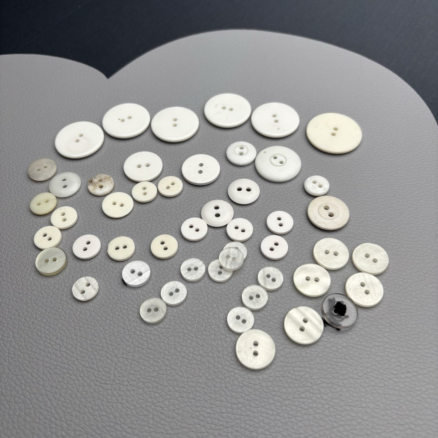Vintage Ivory & Mother of Pearl Button Lot (40pcs) – 2-Hole Cream & Shell Mix