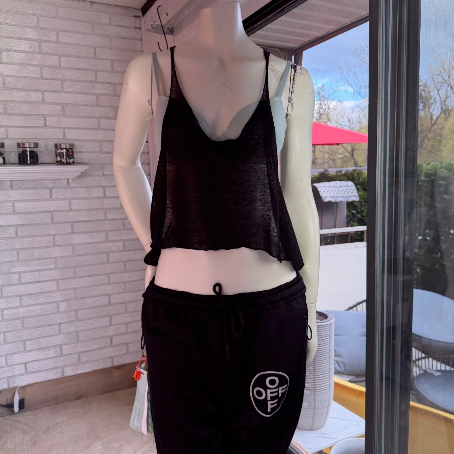 Black Sheer Racerback Crop Top Low Side Streetwear Goth Edgy Grunge Witchy OSFA