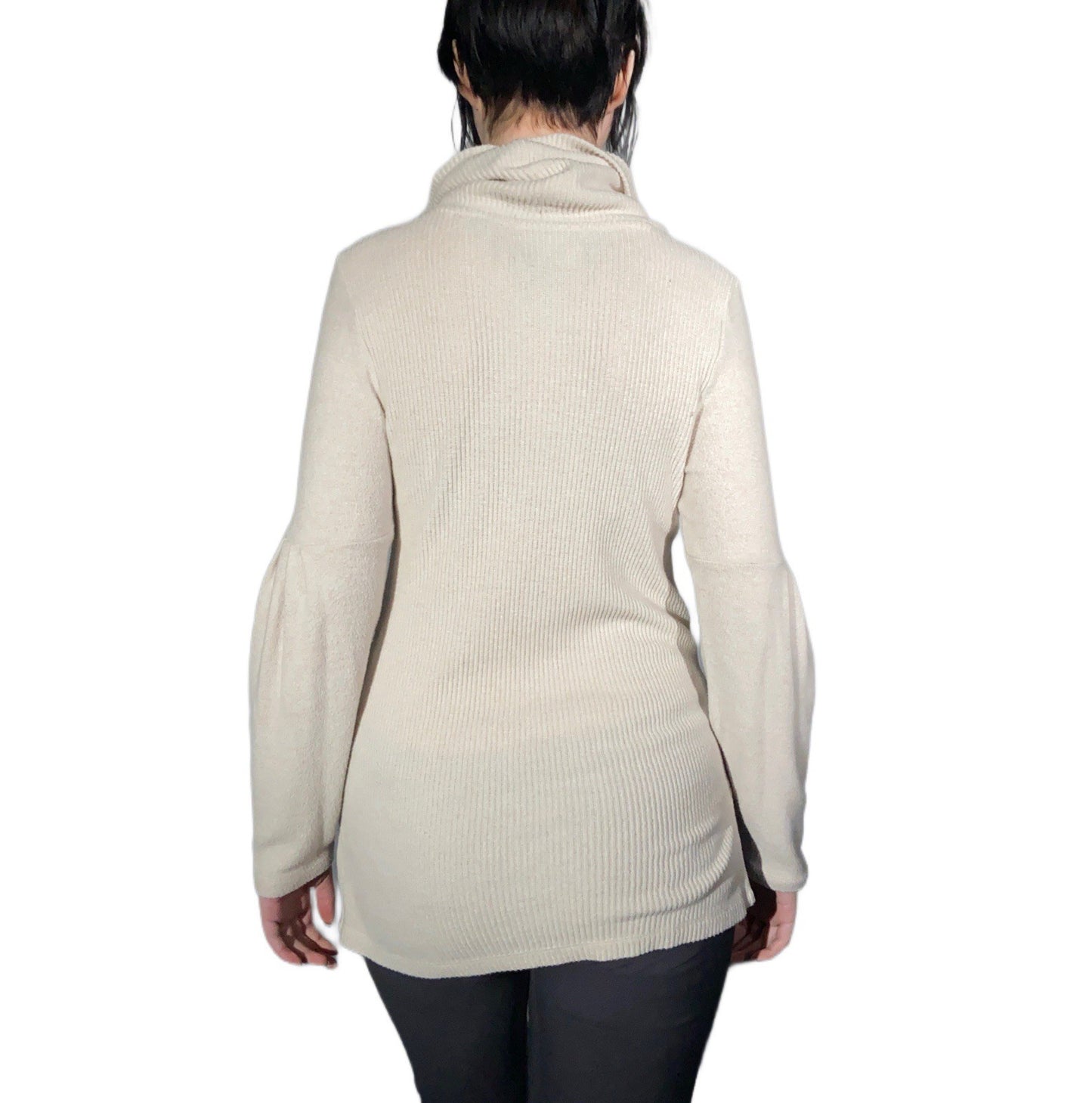 Saturday Sunday by Anthropologie Cream Turtleneck Sweater XS Cozy Minimalist