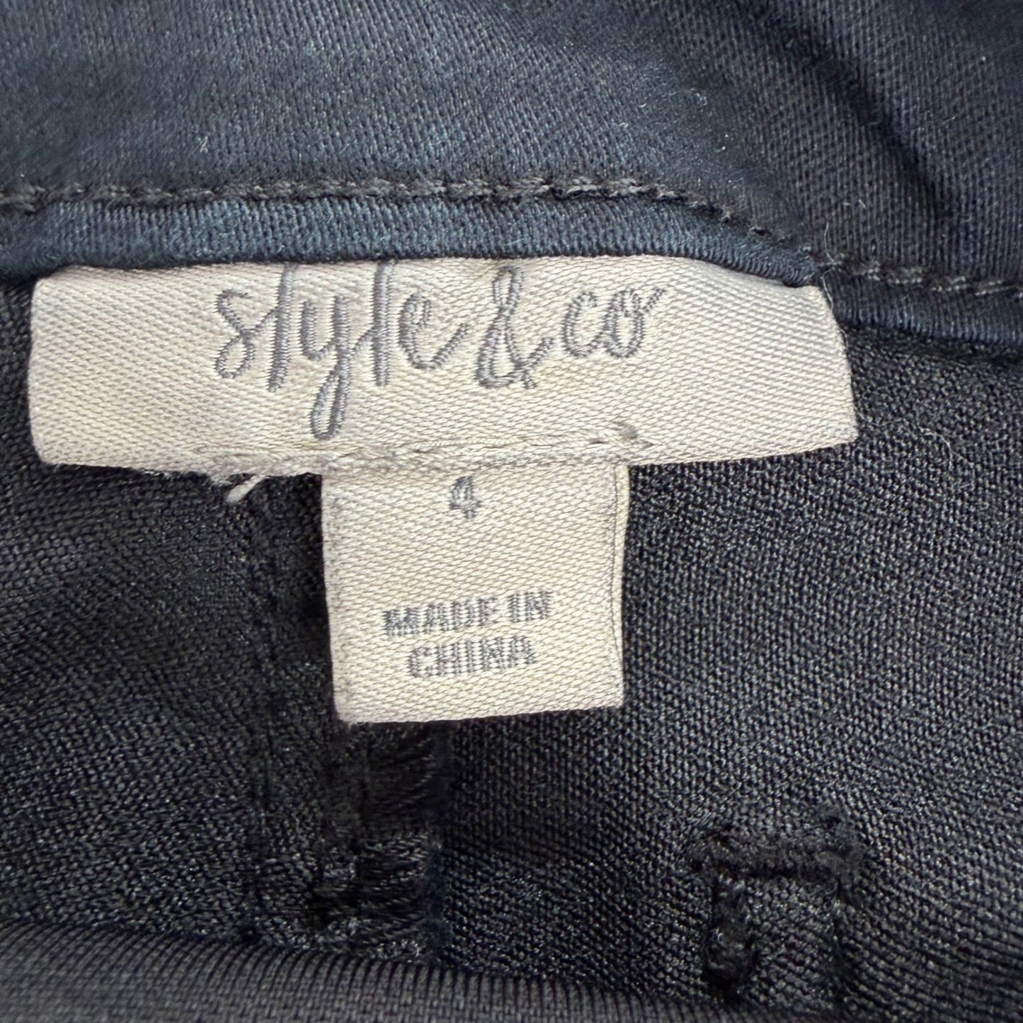 Style & Co Womens Black Pull On Skinny Pants Size 4 Stretch Mid Rise Slim Fit