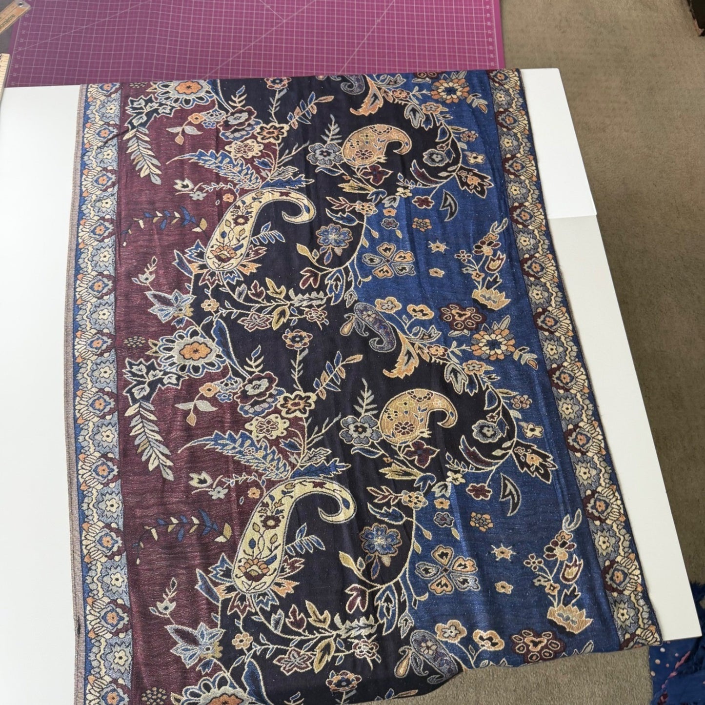 Tangren Pashmina Scarf Paisley Floral Metallic Boho Jewel Tone Wrap Blue OS