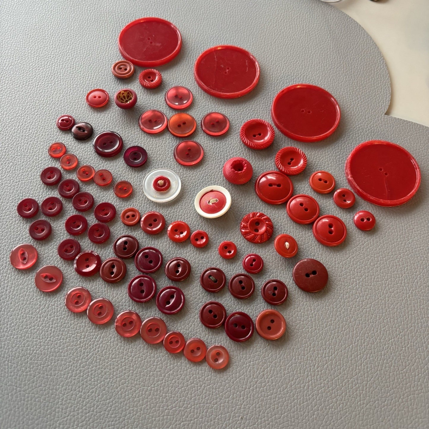 Vintage Red Button Lot Two Hole, Early Plastics Sewing Crafts Small Medium Large