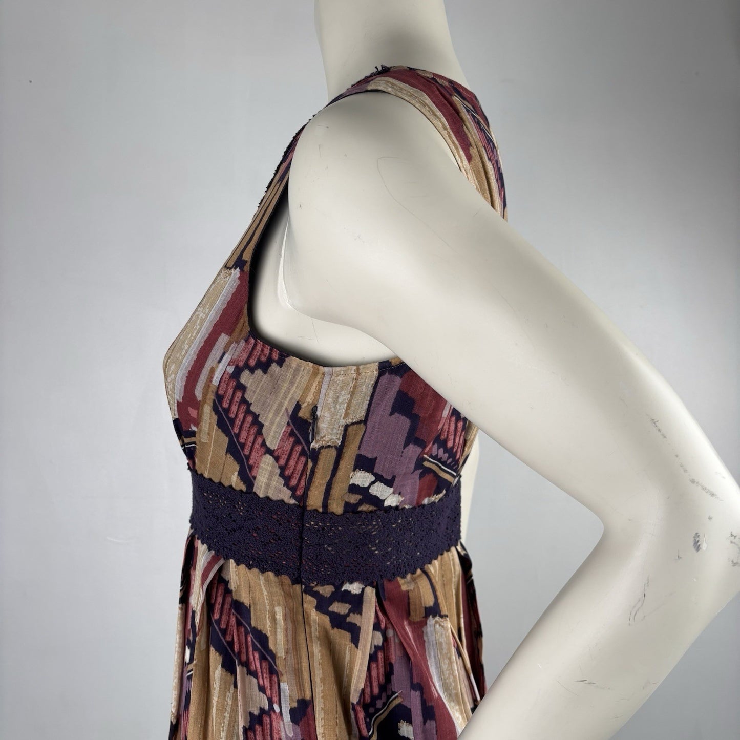 Axcess by Liz Claiborne Abstract Print Sleeveless Dress Boho Retro Style M