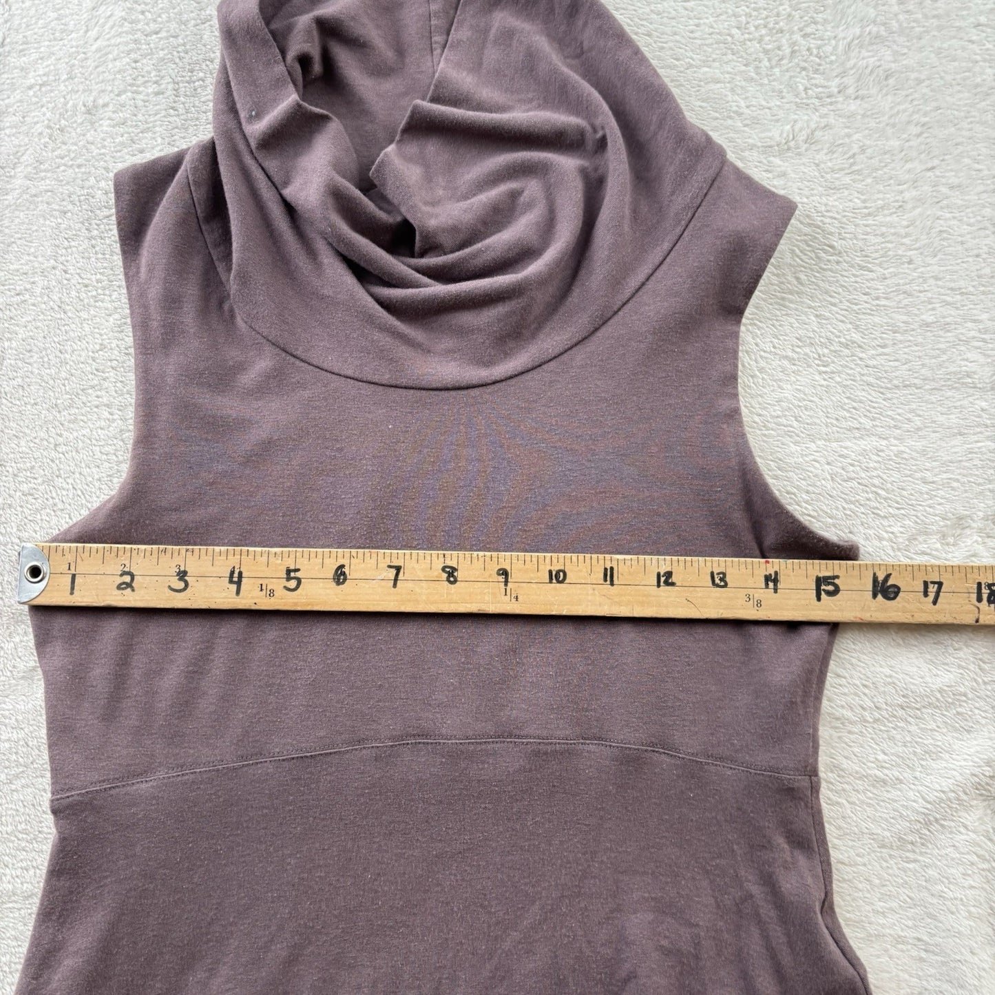 FIG Women’s Sleeveless Cowl Neck A-Line Dress Brown Medium Minimalist Travelcore