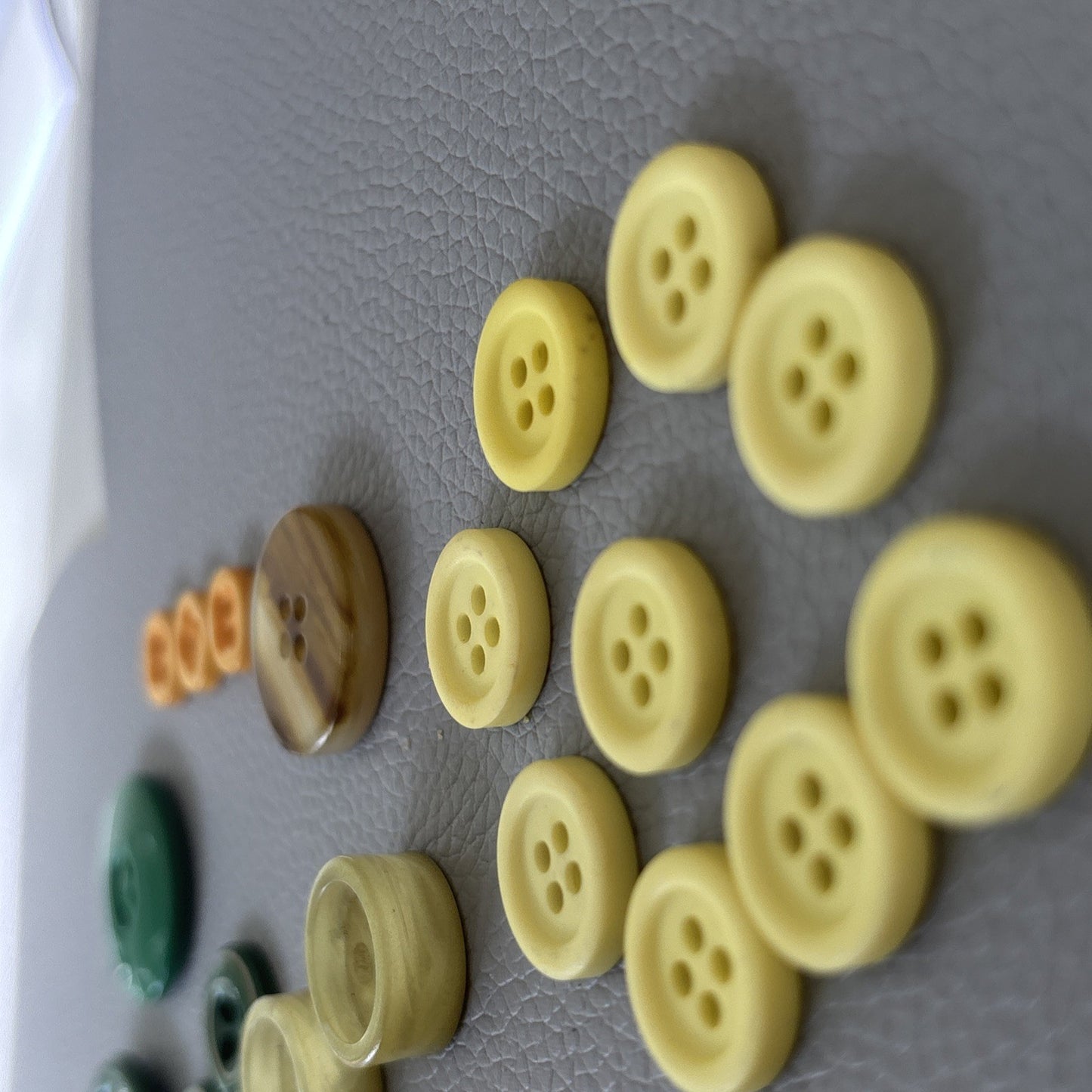 Vintage 1930s–50s Button Lot • Bakelite Casein Catalin Mix • Green Cream Amber