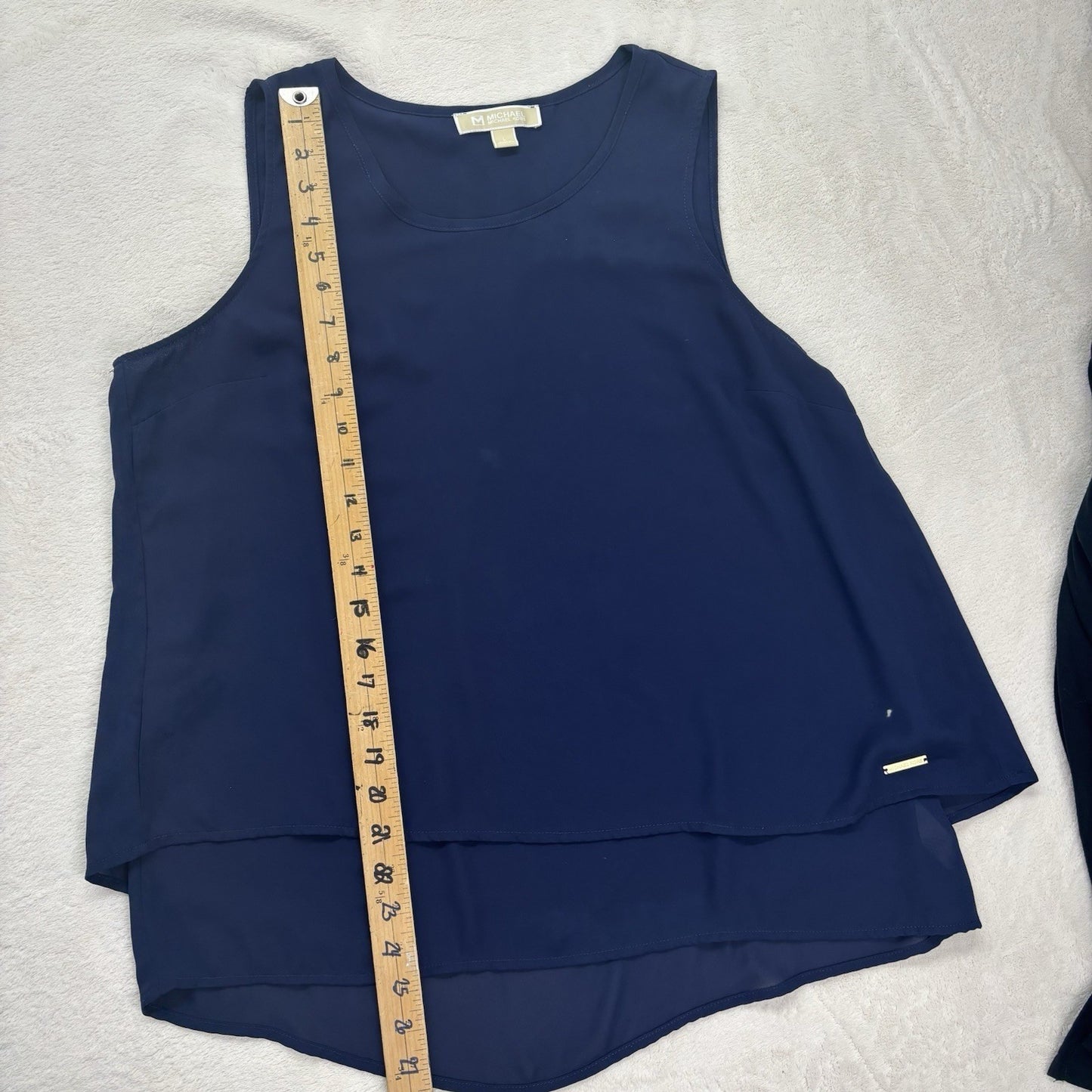 Michael Kors Blouse Sz L Navy Top Normcore Vanillagirl Quietluxury Oldmoney Work