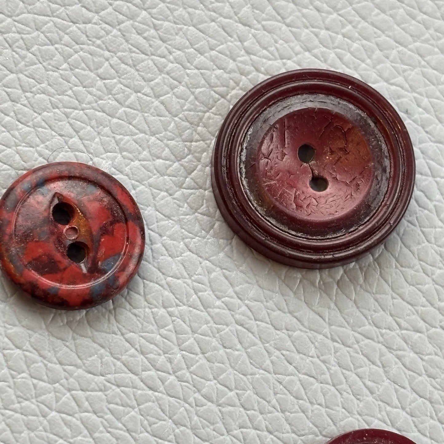 Vintage Burgundy Red Buttons Lot. 18 Piece Two Hole Four Hole Small Md Crafts