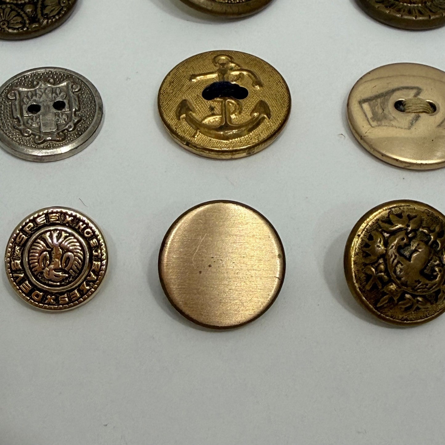Unbranded Vintage Button Lot Metal Nautical Maple Leaf Military Style Mixed 13pc