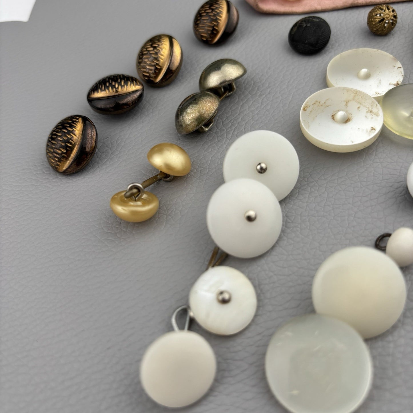 Vintage Buttons Lot – MOP, Brass, Glass & Plastic Mix | Dress & Coat Buttons