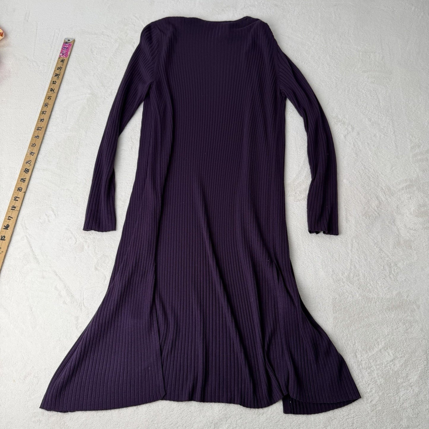 INC International Concept Ribbed Sz Large Cardigan Purple Sweater Open Front