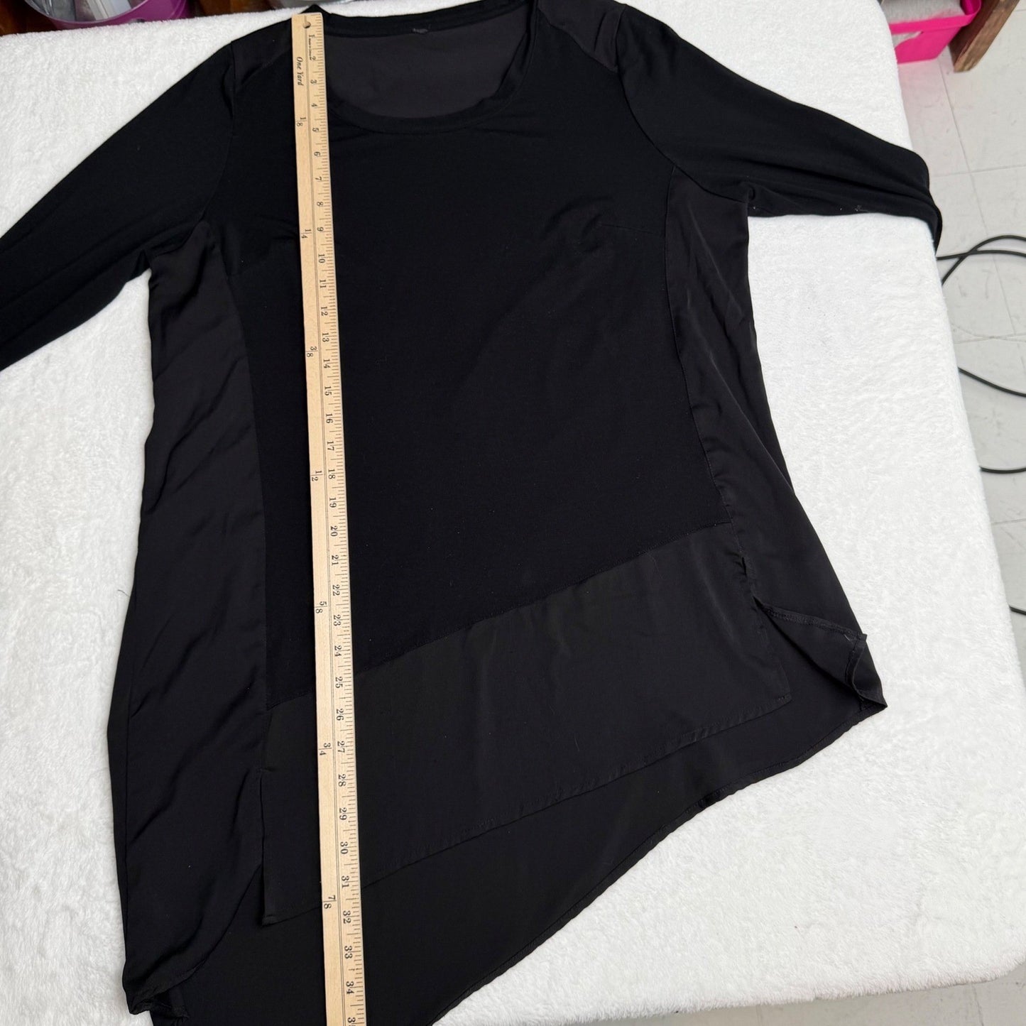 Melissa McCarthy Black Long Sleeve Tunic Asymmetrical Minimalist Lagenlook XL