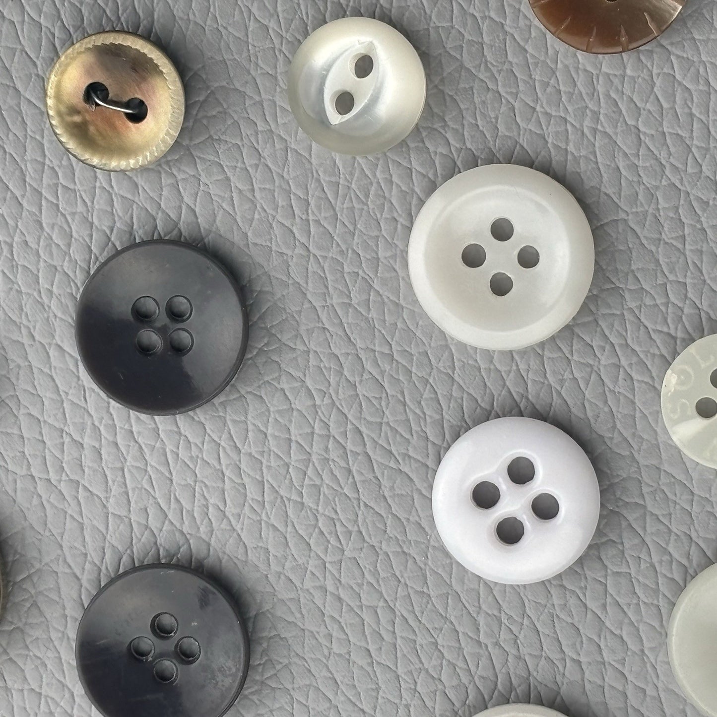 Vintage Button Lot Neutral Mix 50pcs | Shell, Casein, Plastic, Carved & Novelty