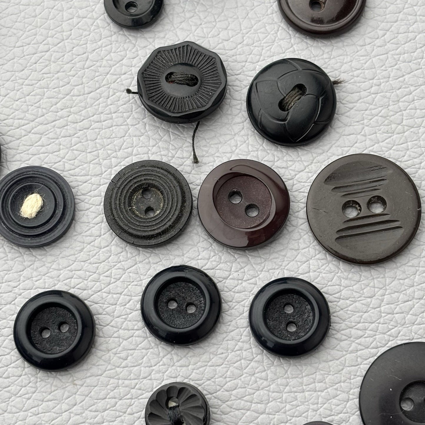 Lot of 100+ Vintage Black Buttons Mixed Styles Sizes Sewing Craft Supply