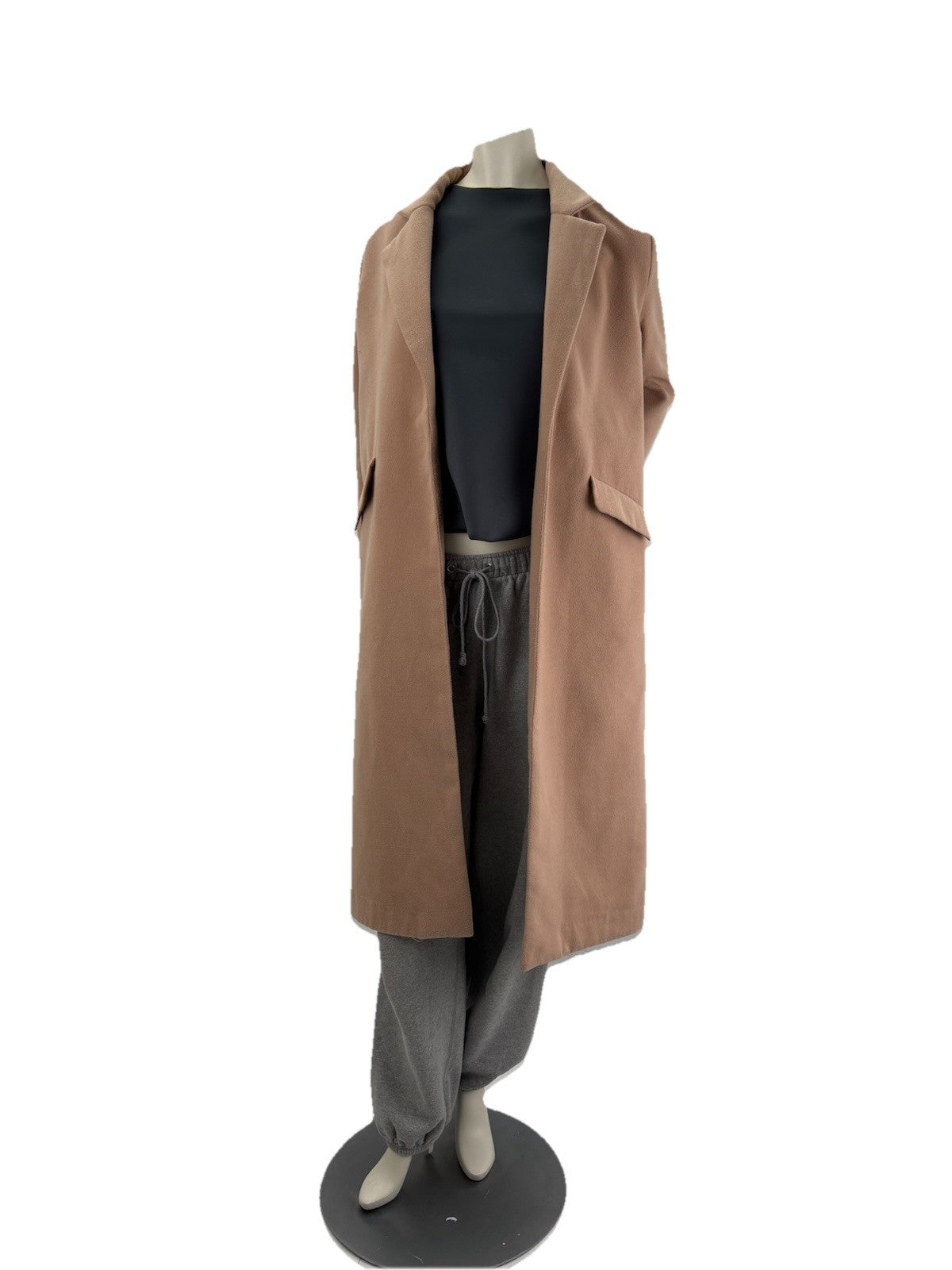 Lovposh Beige Women's long Trench Coat Size Medium  Front Pockets Fully Lined