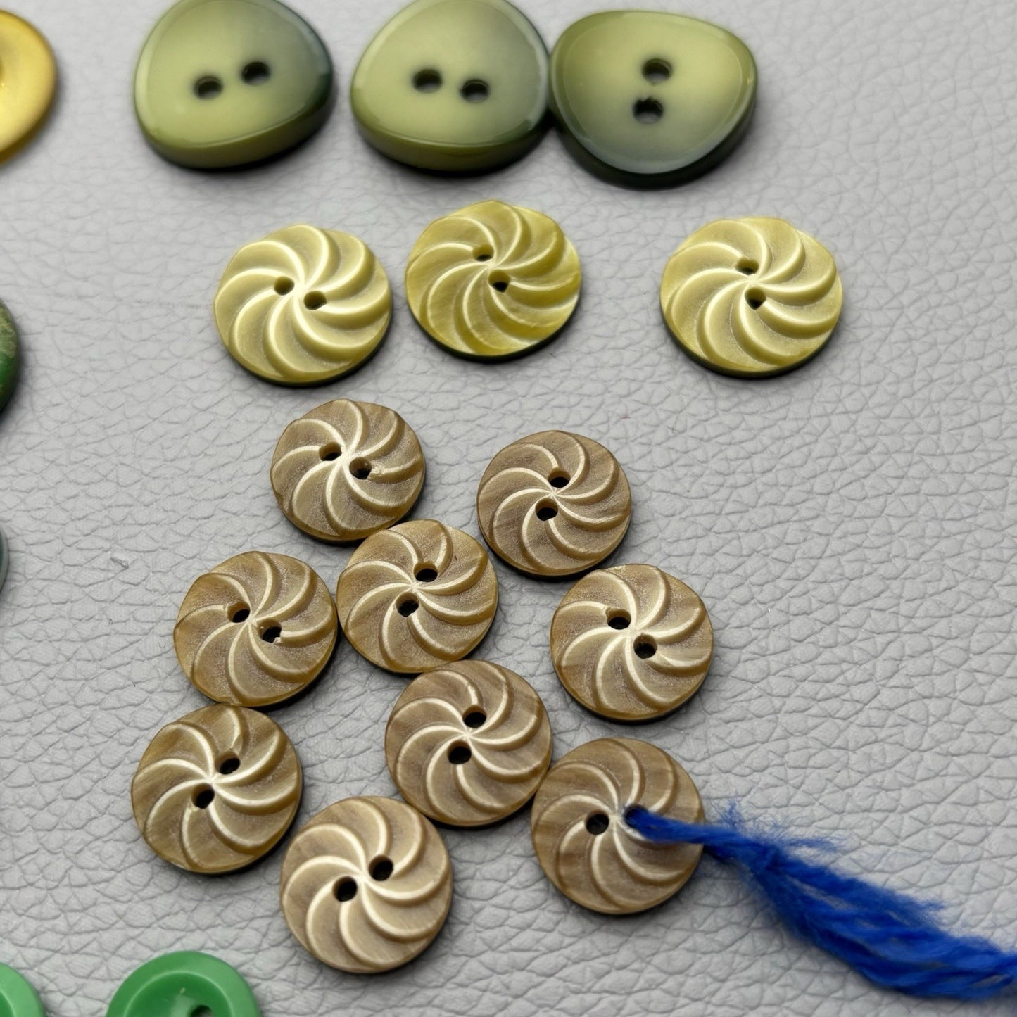 Vintage Green Button Lot 58 Piece Emerald, Olive, Chartreuse & Swirl Designs –