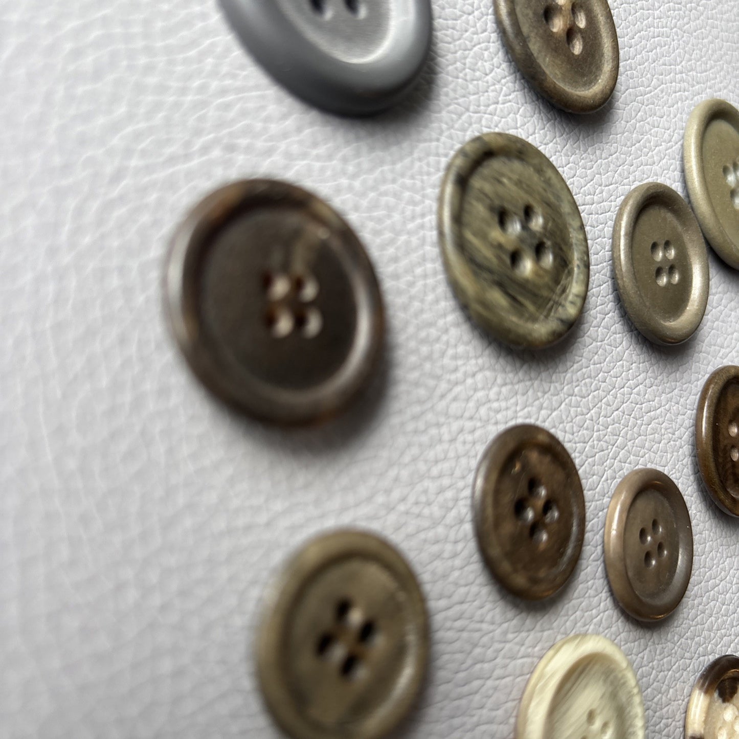 Vintage Button Lot Of  Grey Brown Beige Medium, Lg  Round Wooden + Plastic