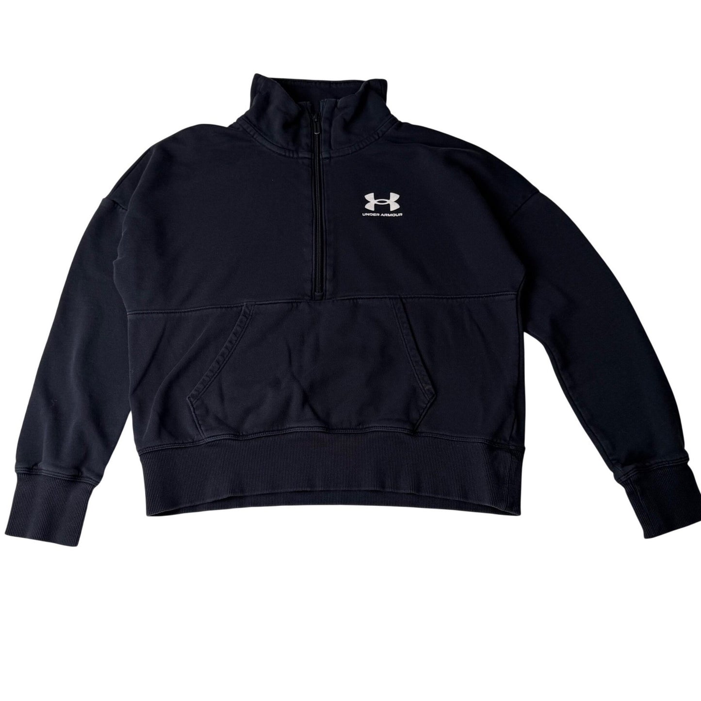Under Armour Womens Black Quarter Zip Fleece Sweatshirt Pullover Size XSmall