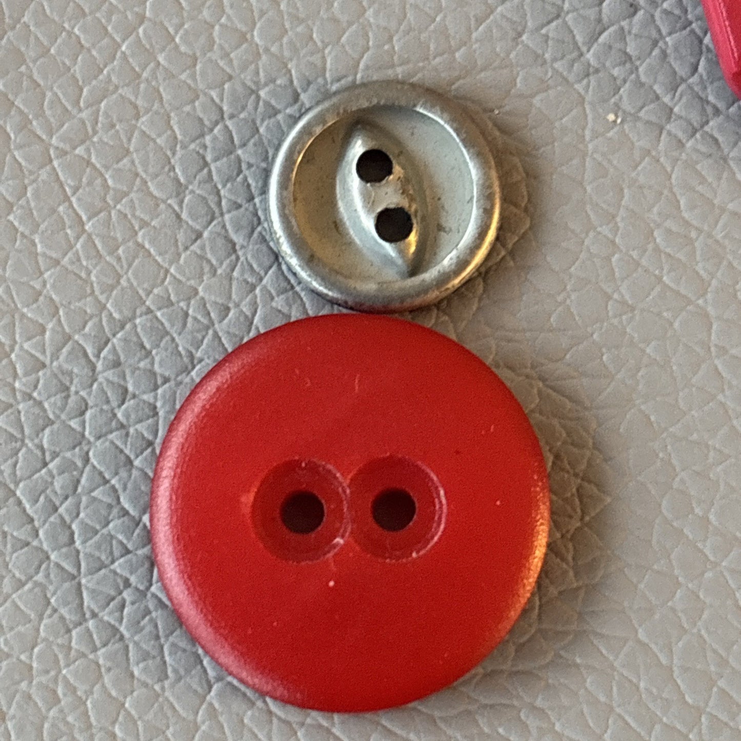 Vintage + New Plastic Buttons Gray + Red Small Medium Large 2 Hole Sewing Crafts