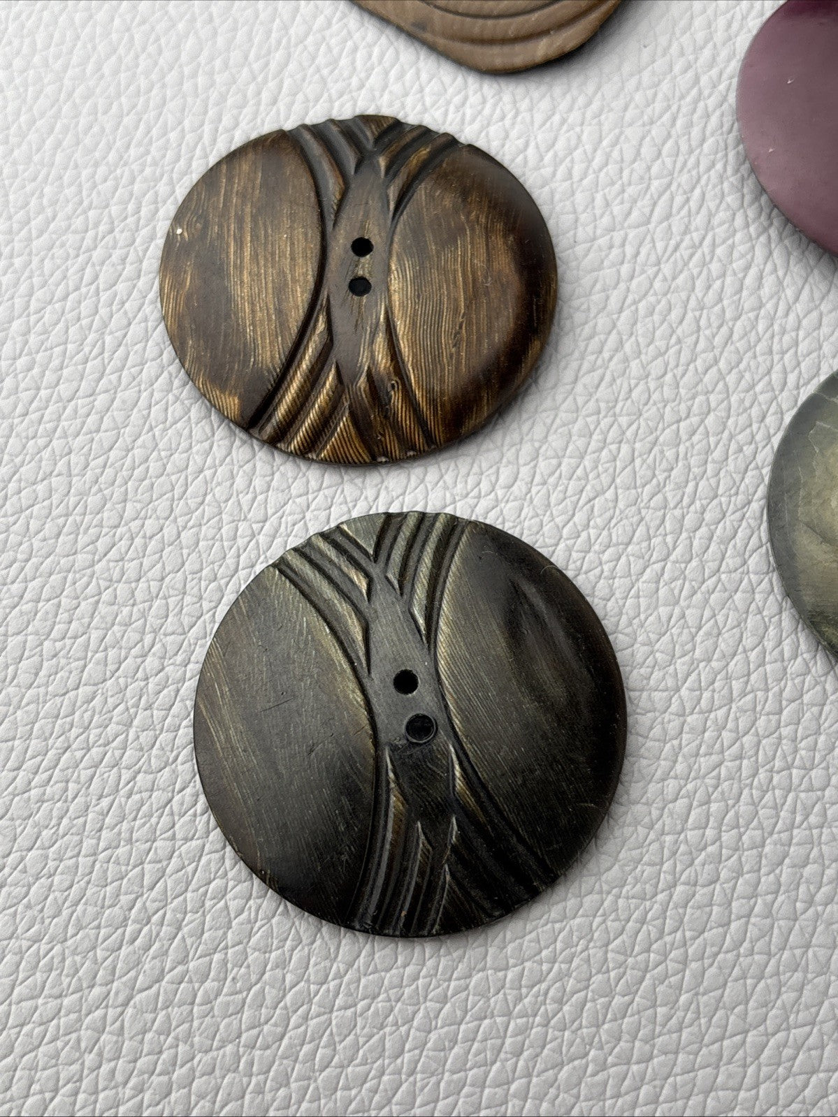 Vintage 1930s Mixed Bakelite Catalin Casein Buttons Lot of 9 Marbled Art Deco