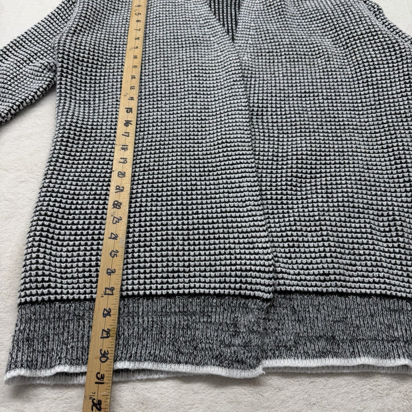 Women's Knit Cardigan – Black White Open Front Slouchy Longline Sweater Size XXL