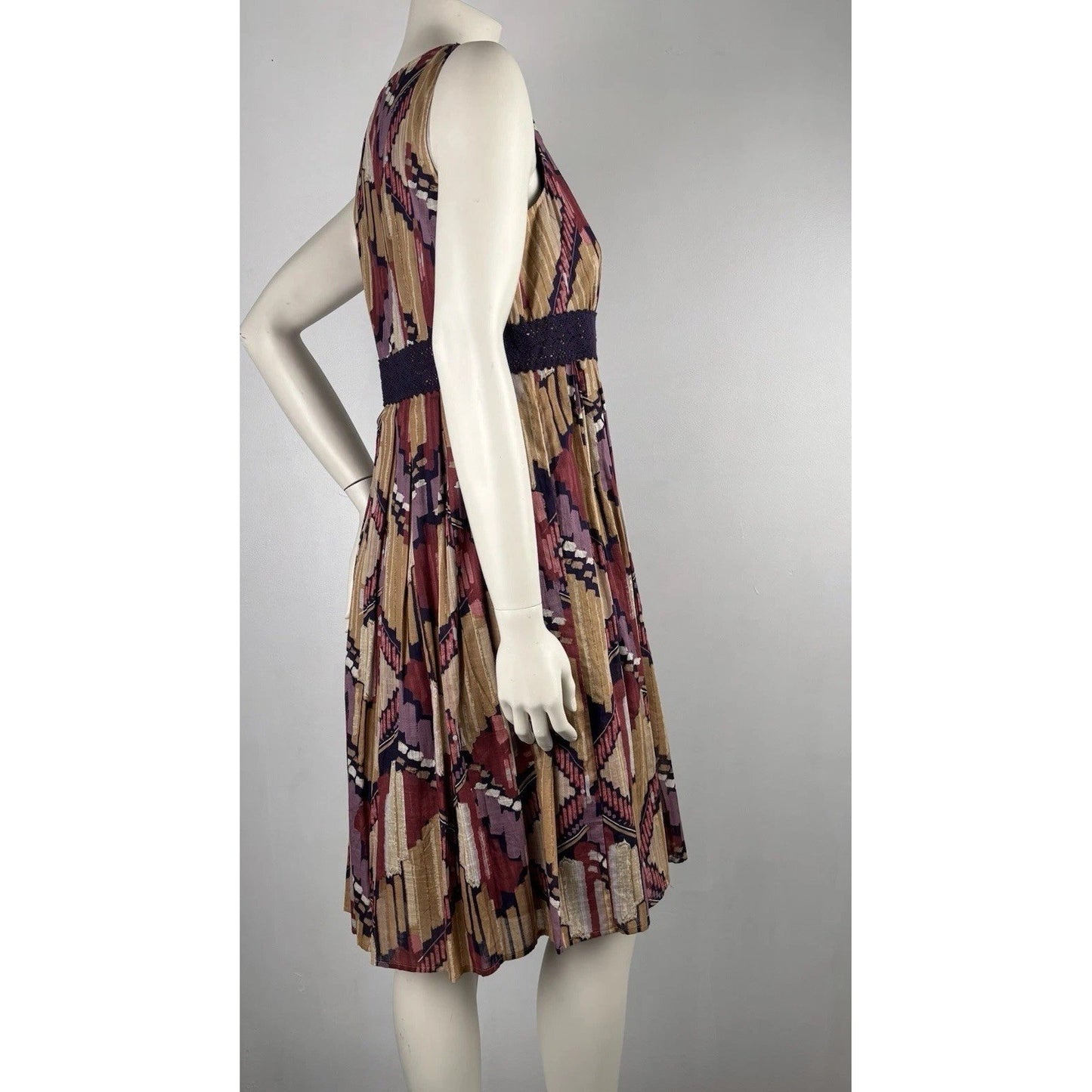 Axcess by Liz Claiborne Abstract Print Sleeveless Dress Boho Retro Style M