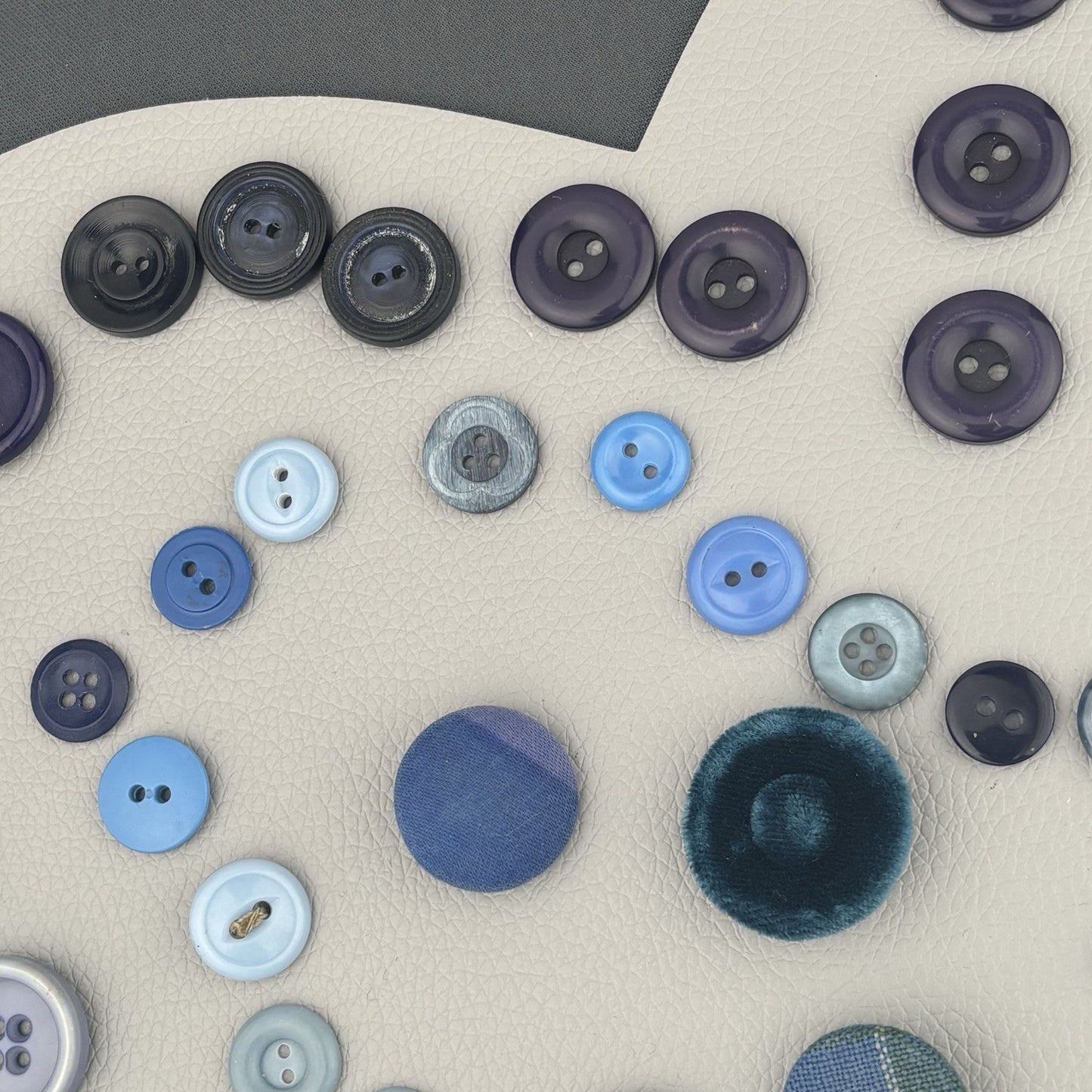 Vintage Blue Fabric Covered Buttons Lot Velvet Tweed Knit Tailor Shank 1940s-60s