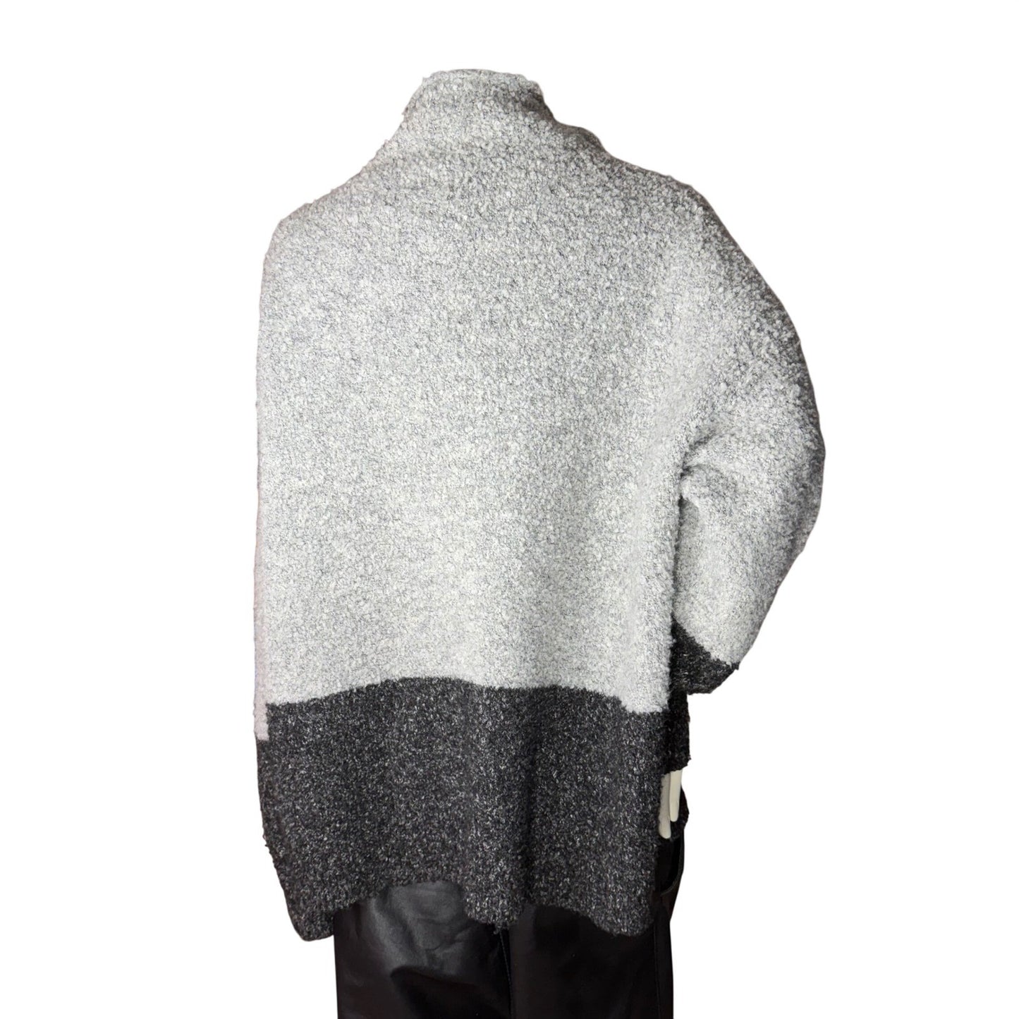 Karen Kane Sweater Boucle Knit Colorblock Funnel Neck Oversized Cozy Grey XXL