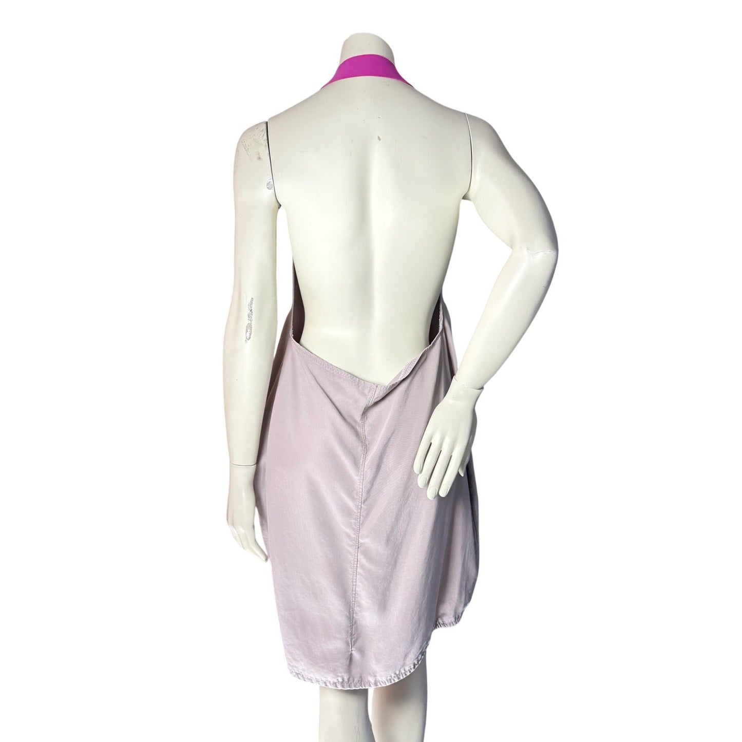 Simpłe Halter Mini Dress Open Back Boho Festival Beach Lavender Magenta Medium