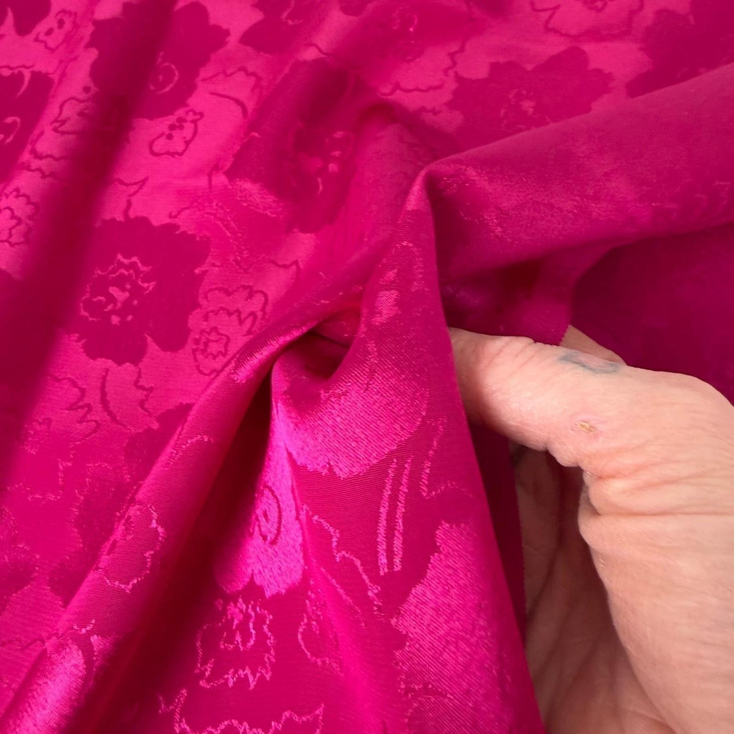 Fuchsia Pink Floral jacquard Fabric • 2.5 Meters • Silky Smooth Elegant Drape