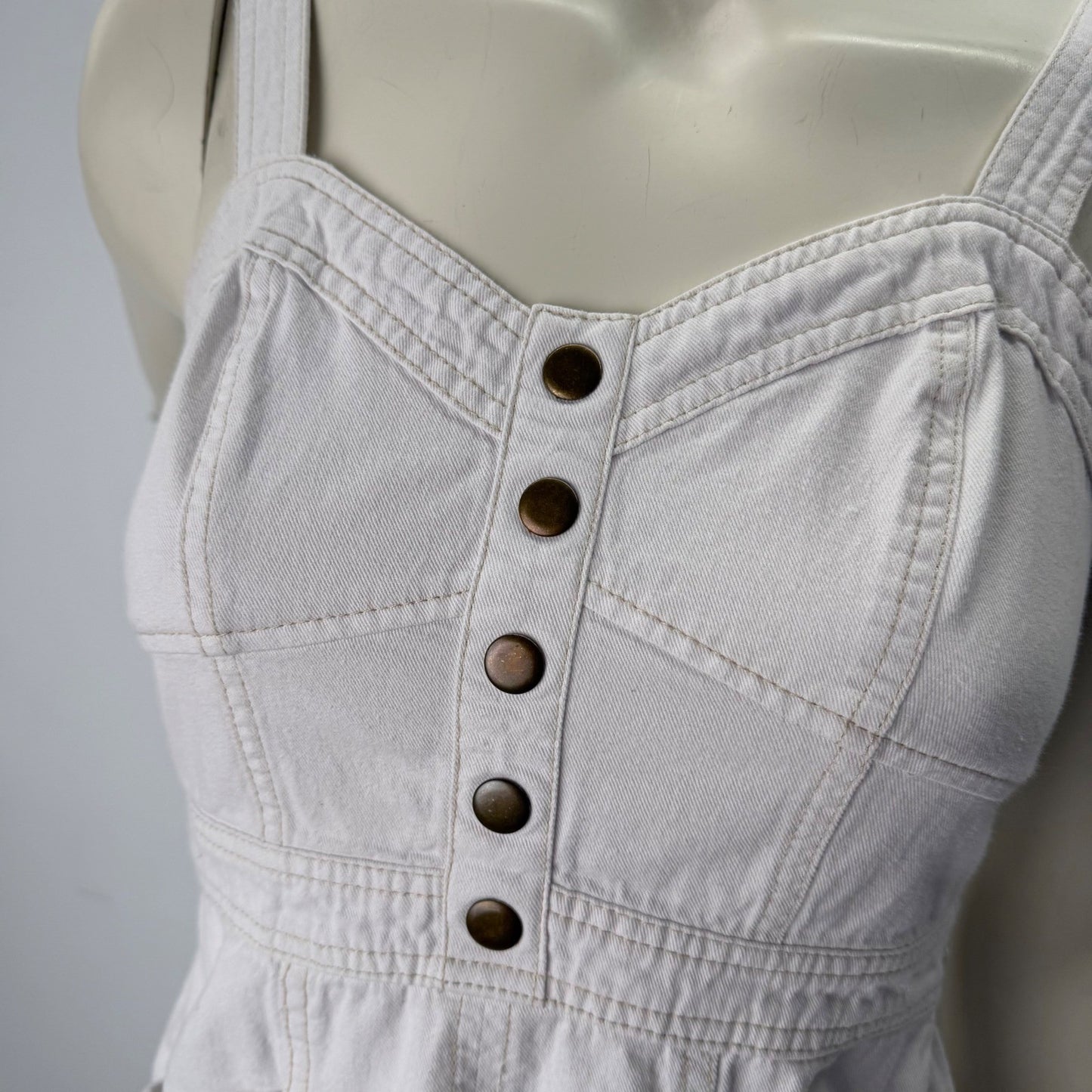 Gap Denim Dress Sweetheart Neck Smocked Back  Size M country girlhoodcore Y2K