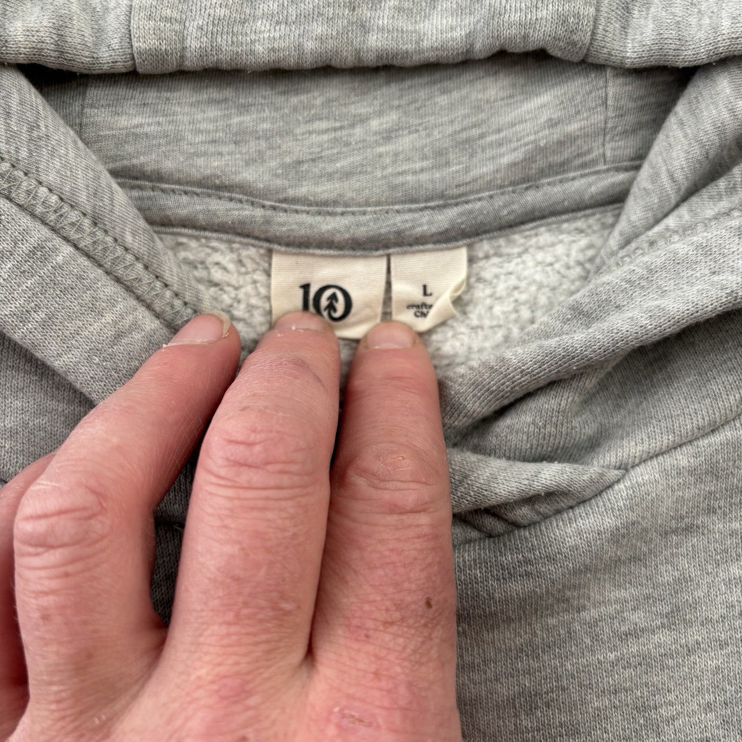 Tentree Mens Hoodie Large Colorblock Gray Navy Black Pullover Organic Cotton