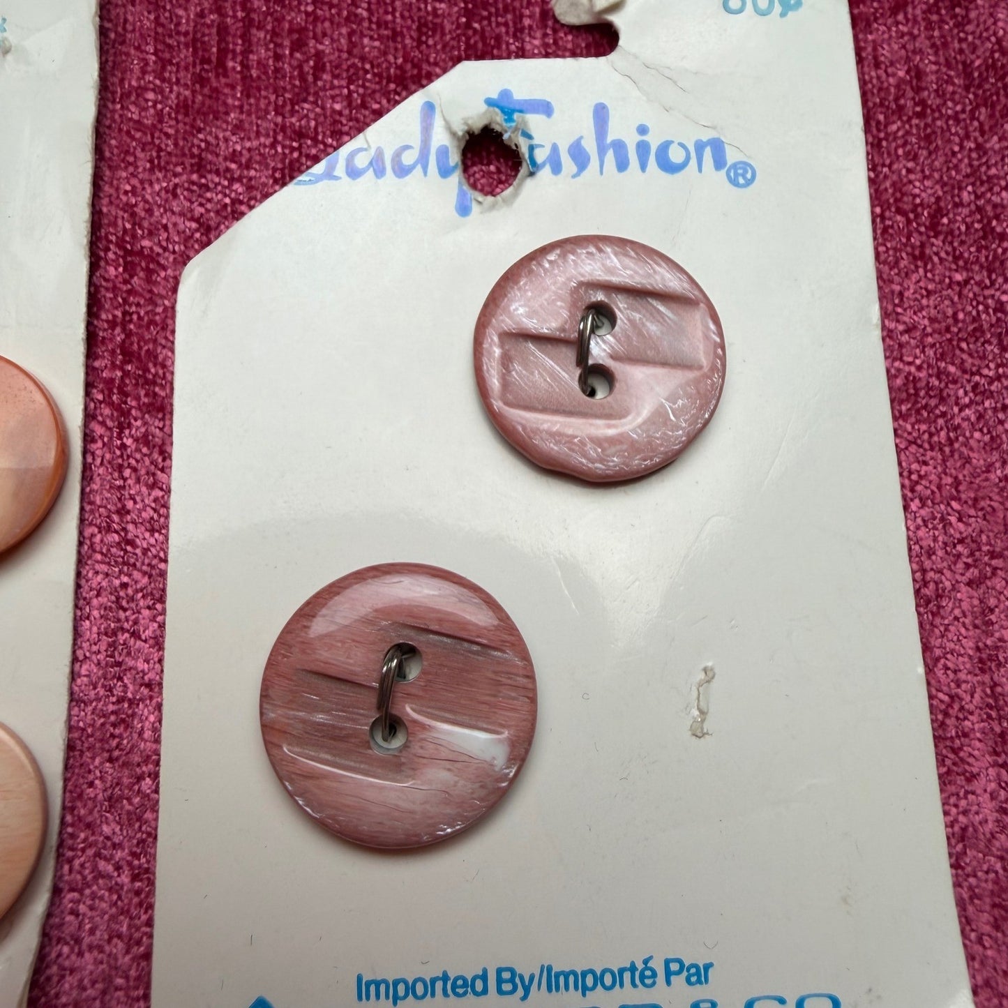 Lady Fashion Vintage Buttons 6 Cards Marbled Pearlescent Retro Sewing Notions