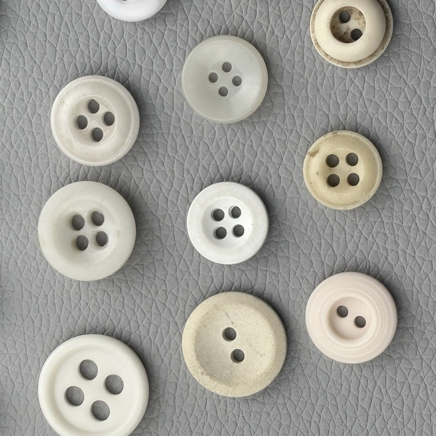 Vintage Button Lot Neutral Mix 50pcs | Shell, Casein, Plastic, Carved & Novelty