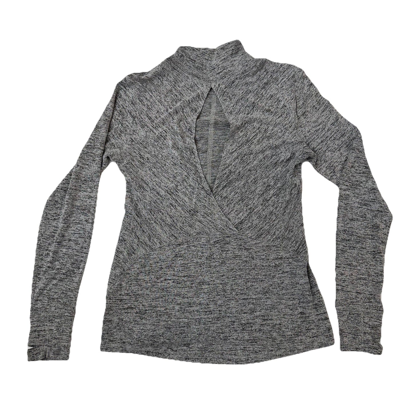 Apana Mock Neck Grey Sweater Womens Long Bodied Size Medium Athleisurecore