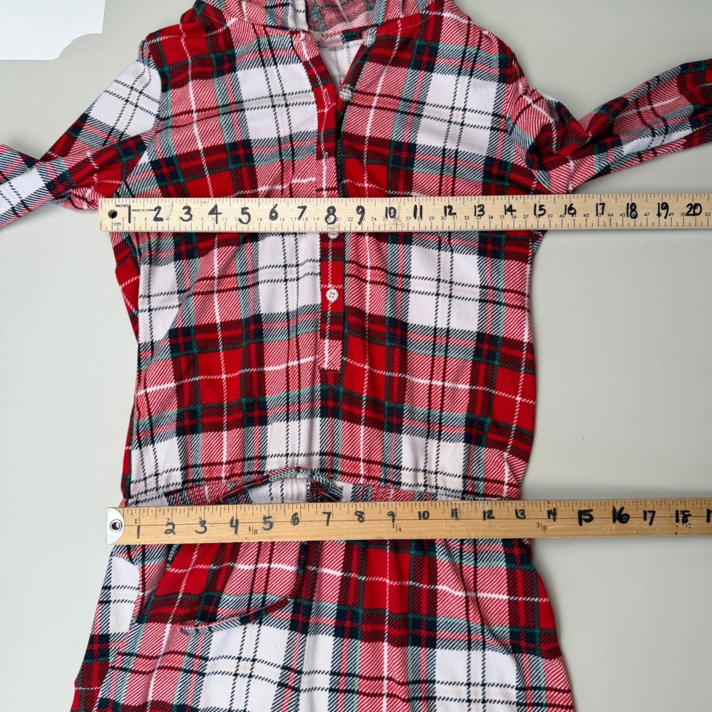 La Vie en Rose Pajama One Piece Plaid Hooded Christmas Loungewear XS