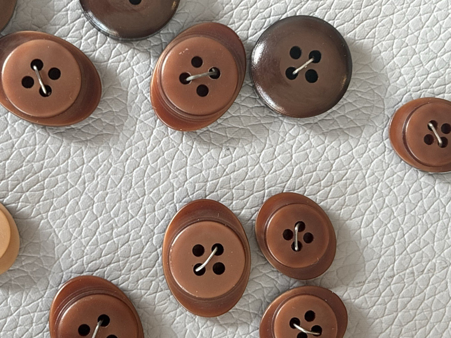 Vintage Wooden Buttons + Toggle. Small New Plastic Buttons Four Hole Two Hole