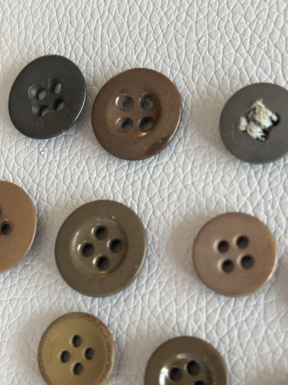 Vintage Lot Of 40 Brown Grey Beige Green Four Hole Buttons. Celluloid Glass