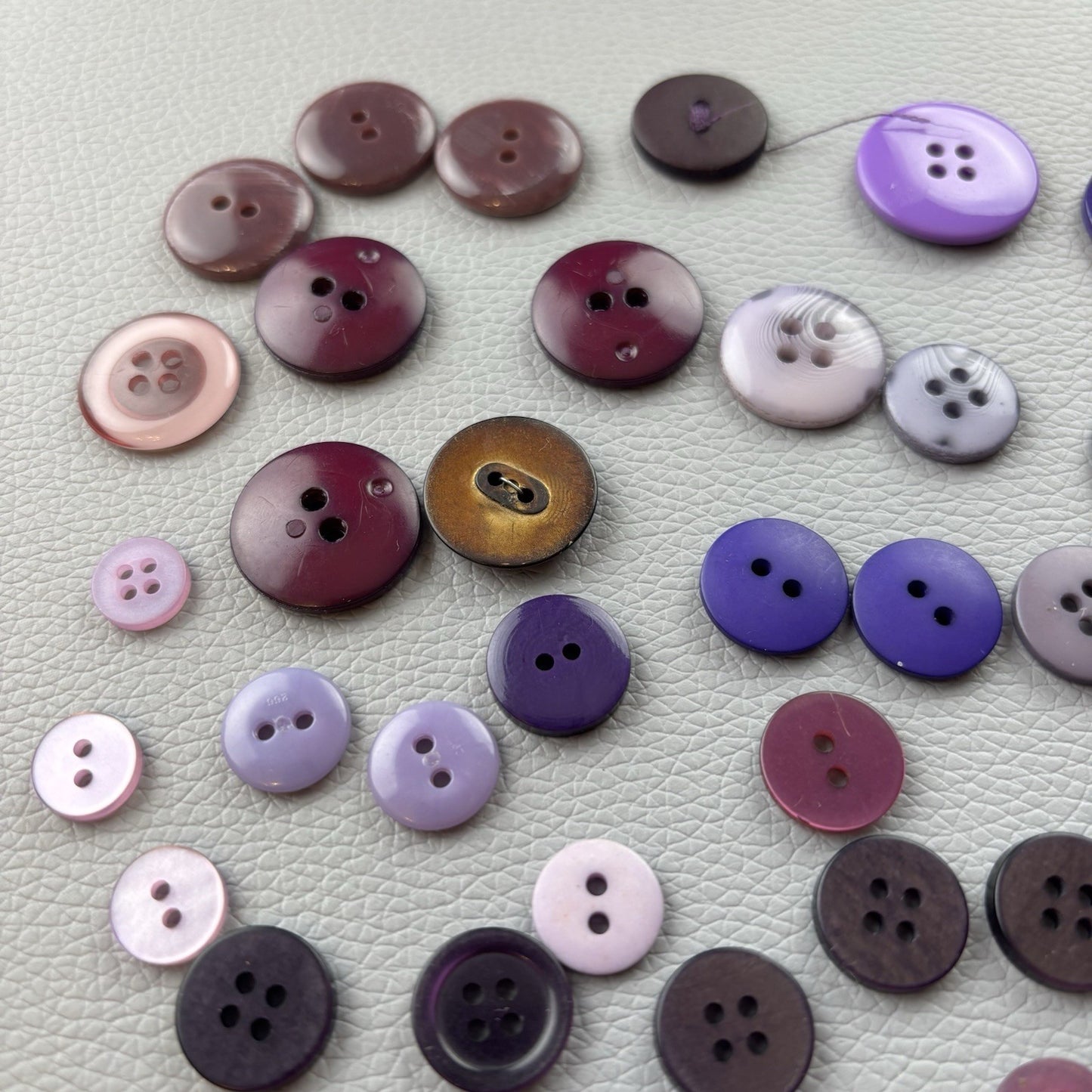 Vintage + New Purple Two Hole + Four Hole Round Button Lot 67 Pieces Sew Crafts