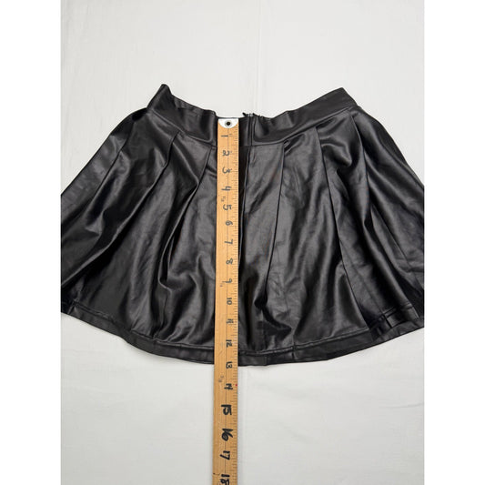 Avidlove Black Faux Leather Pleated Mini Skirt Women's Size S